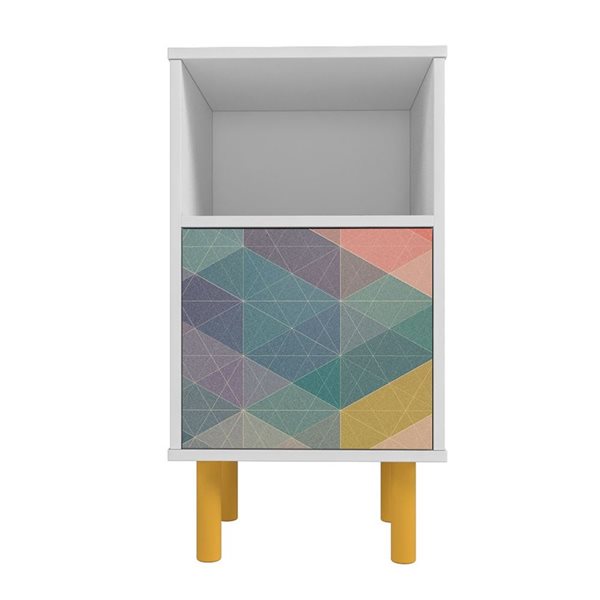 Manhattan Comfort Retro White/Multicolour Composite Mid-Century Modern 2-Shelf Nightstand