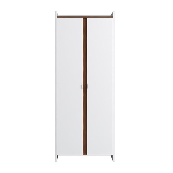 Manhattan Comfort Ratzer 28 W x 71-in H Brown/White Composite Wood Mid-Century Modern 11-Shelf Storage Cabinet