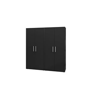 Manhattan Comfort Eiffel 35.5 W x 74-in H Matte Black MDF 2-Piece Tall Garage Cabinet Set