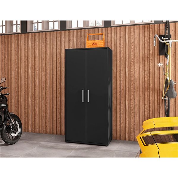 Ensemble d'armoires hautes de garage 3 Eiffel par Manhattan Comfort 35,5 l. x 74 po h. en MDF noir mat