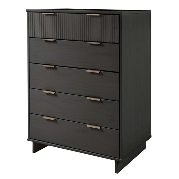 Manhattan Comfort Granville 45-in W Dark Grey Wooden Modern Tall Dresser w/ 5 Full Extension Drawers