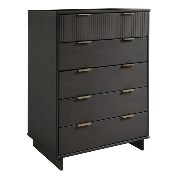 Manhattan Comfort Granville 45-in W Dark Grey Wooden Modern Tall Dresser w/ 5 Full Extension Drawers