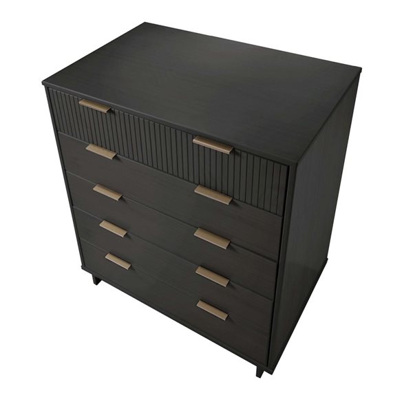 Manhattan Comfort Granville 45-in W Dark Grey Wooden Modern Tall Dresser w/ 5 Full Extension Drawers