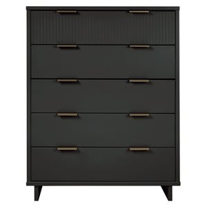 Grande commode moderne Granville de Manhattan Comfort en bois 45 po L. avec 5 tiroirs à ouverture complète, gris foncé