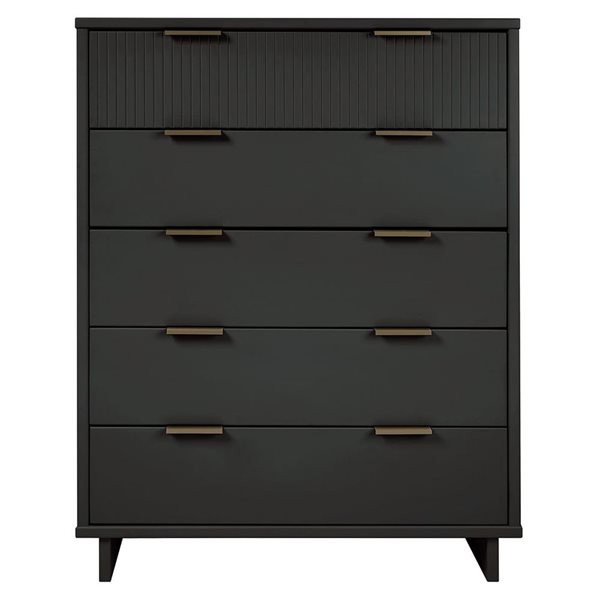 Manhattan Comfort Granville 45-in W Dark Grey Wooden Modern Tall Dresser w/ 5 Full Extension Drawers