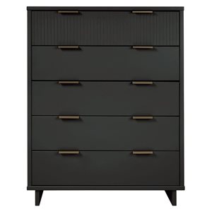 Manhattan Comfort Granville 45-in W Dark Grey Wooden Modern Tall Dresser w/ 5 Full Extension Drawers