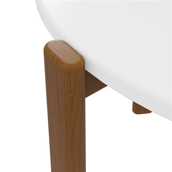 Manhattan Comfort Gales Matte White Mid-Century Modern End Table w/ Solid Wood Legs