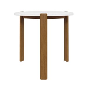 Manhattan Comfort Gales Matte White Mid-Century Modern End Table w/ Solid Wood Legs