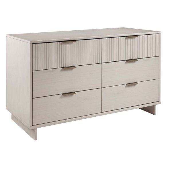 Manhattan Comfort Granville 55-in W Light Grey Modern Double Wide Dresser w/ 6 Full Extension Drawers