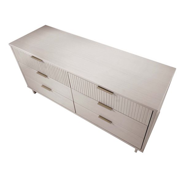 Manhattan Comfort Granville 55-in W Light Grey Modern Double Wide Dresser w/ 6 Full Extension Drawers