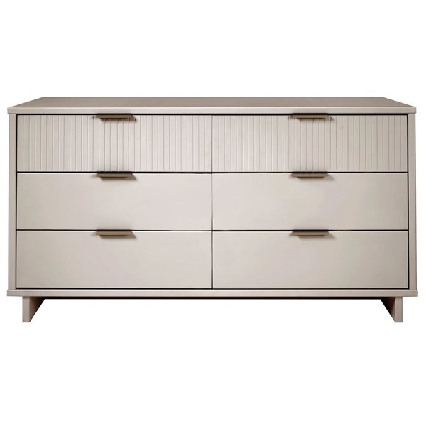 Commode double moderne Granville de Manhattan Comfort en bois 55 po L. avec 6 tiroirs à ouverture complète, gris pâle