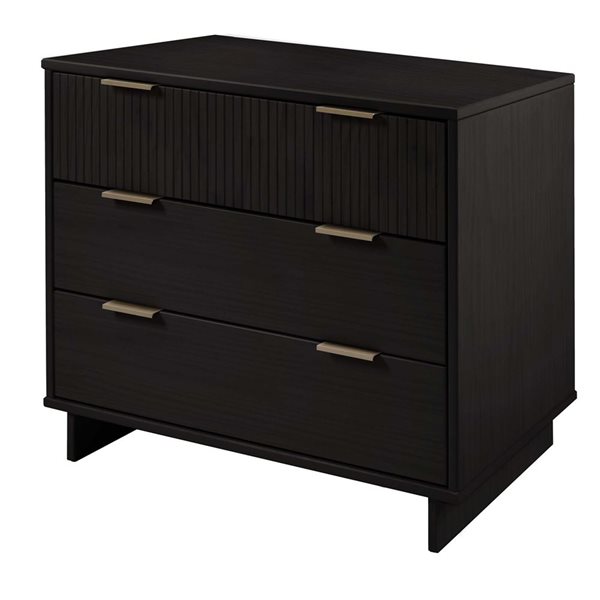 Manhattan Comfort Granville 38-in W Black Wooden Modern Standard Dresser w/ 3 Full Extension Drawers