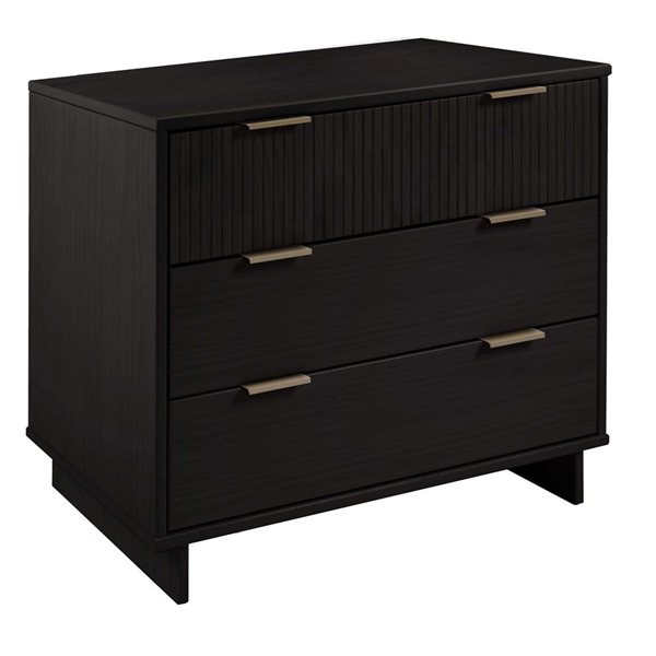 Manhattan Comfort Granville 38-in W Black Wooden Modern Standard Dresser w/ 3 Full Extension Drawers