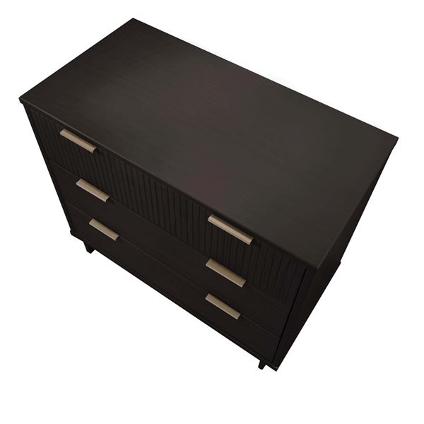 Manhattan Comfort Granville 38-in W Black Wooden Modern Standard Dresser w/ 3 Full Extension Drawers