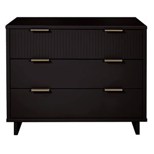 Manhattan Comfort Granville 38-in W Black Wooden Modern Standard Dresser w/ 3 Full Extension Drawers