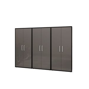 Manhattan Comfort Eiffel 35.5 W x 74-in H Matte Black/Grey MDF 3-Piece Tall Garage Cabinet Set