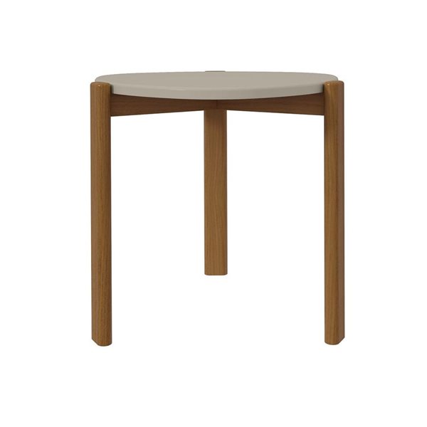 Table d'appoint moderne du milieu du siècle Gales de Manhattan Comfort avec pieds en bois, grège