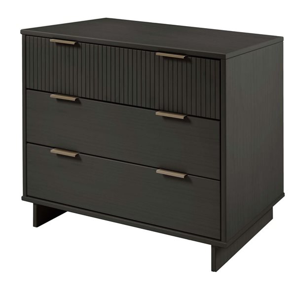 Manhattan Comfort Granville 38-in W Dark Grey Wooden Modern Standard Dresser w/ 3 Full Extension Drawers