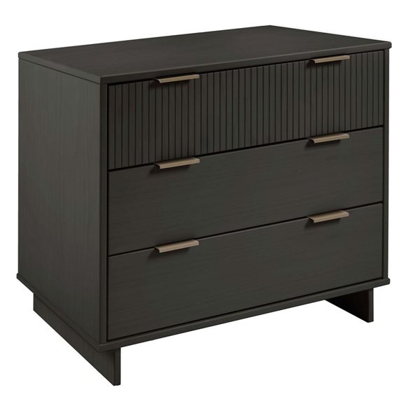 Manhattan Comfort Granville 38-in W Dark Grey Wooden Modern Standard Dresser w/ 3 Full Extension Drawers