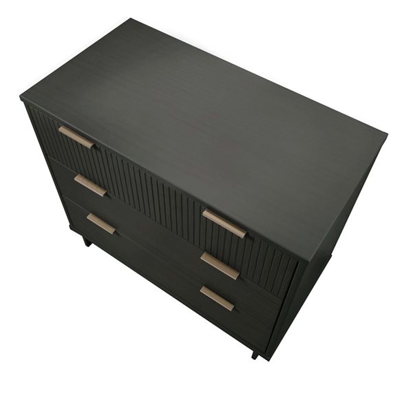 Manhattan Comfort Granville 38-in W Dark Grey Wooden Modern Standard Dresser w/ 3 Full Extension Drawers