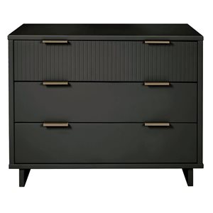 Manhattan Comfort Granville 38-in W Dark Grey Wooden Modern Standard Dresser w/ 3 Full Extension Drawers