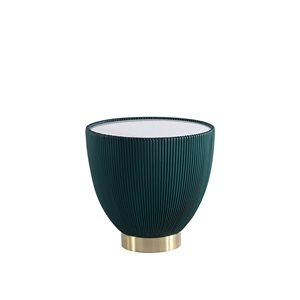 Manhattan Comfort Anderson Green Leatherette Upholstered Modern End Table w/ Marble Look Tabletop