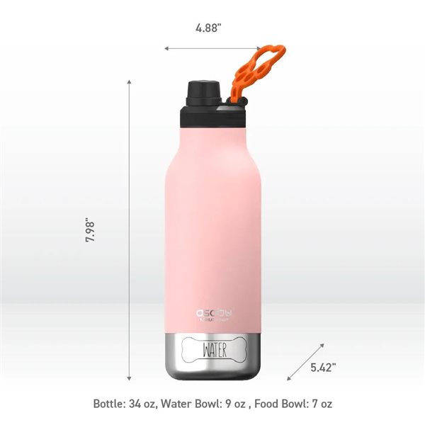 Asobu Buddy 34-oz. 3-in-1 Bottle with 2 Bowls - Pink