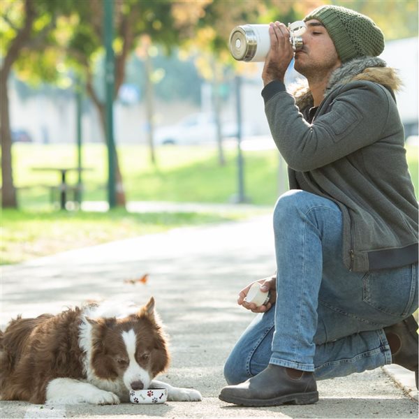 Asobu 34-oz. Dog Stainless Steel Travel Water Bottle and Bowl - White
