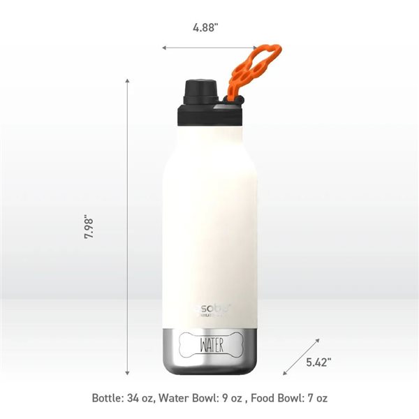 Asobu Buddy 34-oz. 3-in-1 Bottle with 2 Bowls - White