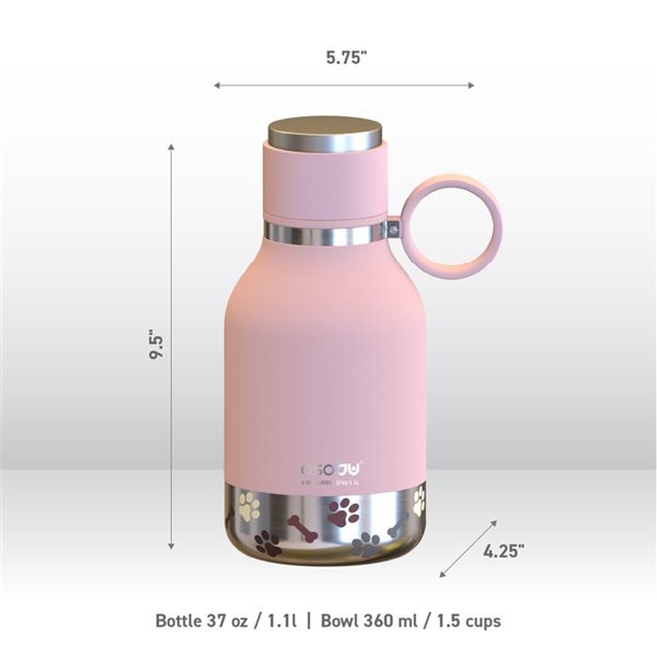 Asobu 34-oz. Dog Stainless Steel Travel Water Bottle and Bowl - Pink