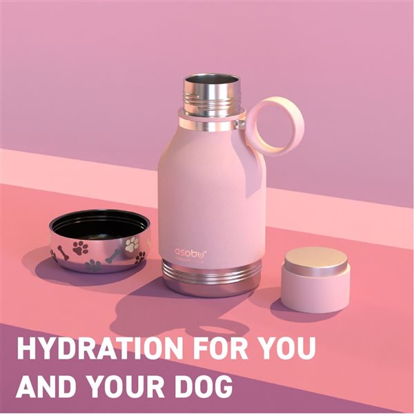 Asobu 34-oz. Dog Stainless Steel Travel Water Bottle and Bowl - Pink