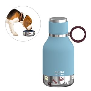 Bouteille d'eau et bol de voyage en acier inoxydable Asobu 34 oz pour chien, bleu