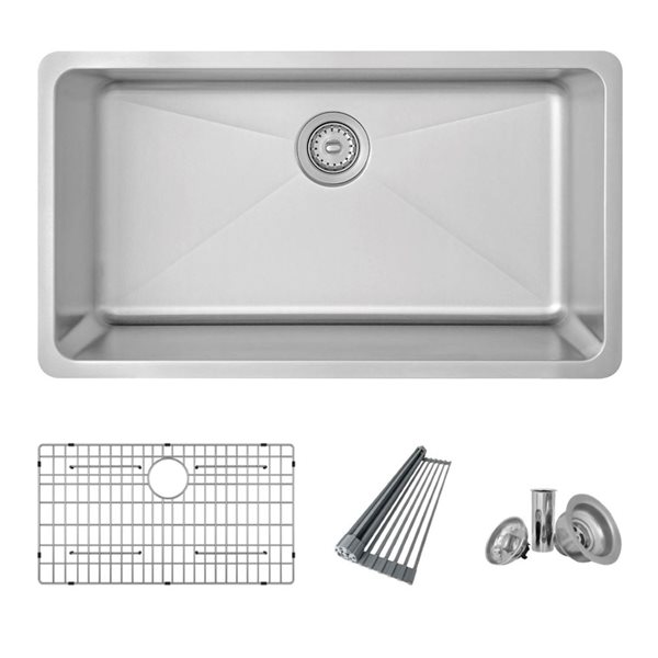 Azuni Lorient Dual-Mount 32 L x 18-in W Stainless Steel Single Bowl Customizable-Hole Kitchen Sink