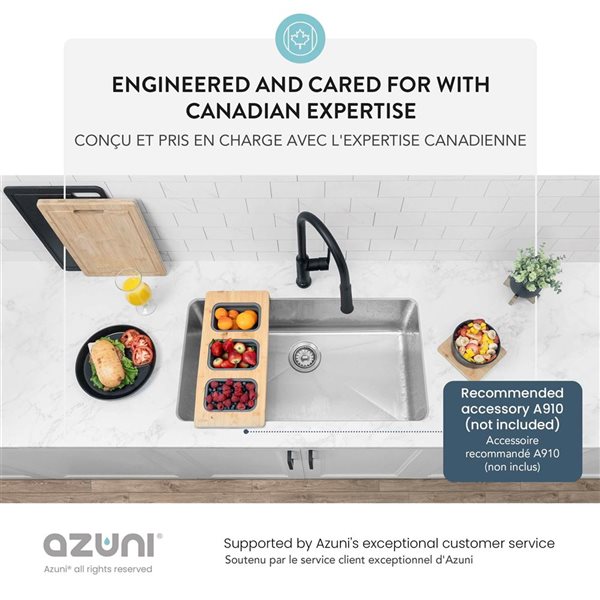 Azuni Lorient Dual-Mount 32 L x 18-in W Stainless Steel Single Bowl Customizable-Hole Kitchen Sink