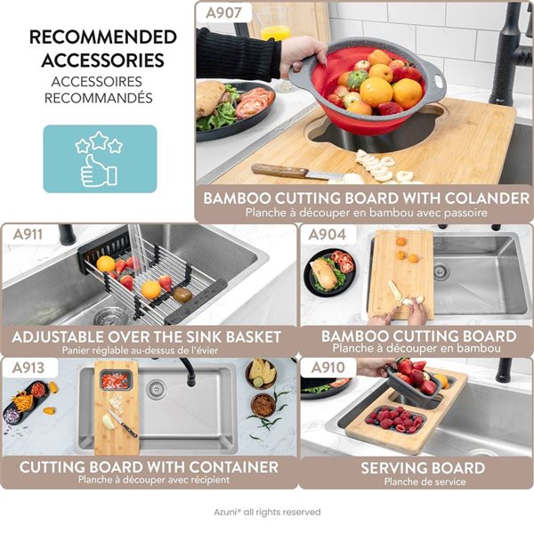 Azuni Lorient Dual-Mount 32 L x 18-in W Stainless Steel Single Bowl Customizable-Hole Kitchen Sink