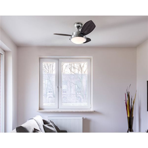 Westinghouse Lighting Wengue 30-in Chrome Indoor Ceiling Fan with LED Light Fixture