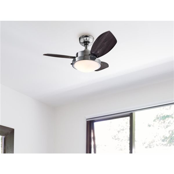 Westinghouse Lighting Wengue 30-in Chrome Indoor Ceiling Fan with LED Light Fixture