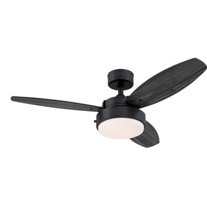 Westinghouse Lighting Alloy 42-in Matte Black Indoor Ceiling Fan with LED Light Fixture