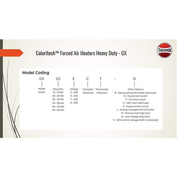 Caloritech 600 V 3Ø 15 kW Heavy Duty Forced Air Unit Heater controlled with Thermostat