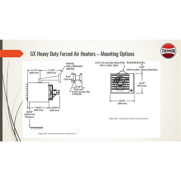 Caloritech 600 V 3Ø 15 kW Heavy Duty Forced Air Unit Heater controlled with Thermostat
