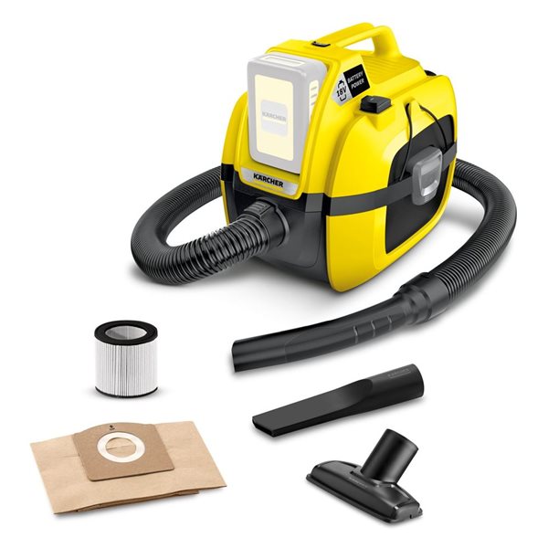 Aspirateur eau et poussières compact à batterie Karcher WD 1, outil seul