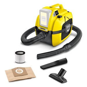 Aspirateur eau et poussières compact à batterie Karcher WD 1, outil seul