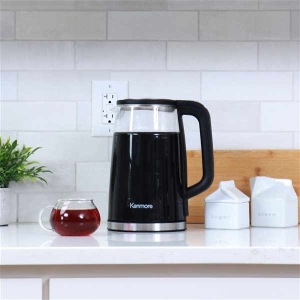 Kenmore  1.7 L Glass Electric Kettle with Digital Temperature Control - Black