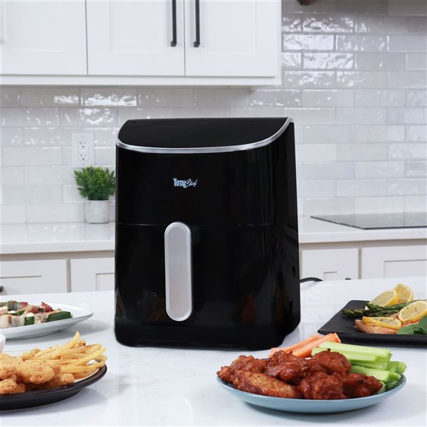 Friteuse à air chaudf Total Chef 4,8 L à commande tactile numérique avec 8 préréglages de cuisson, noir