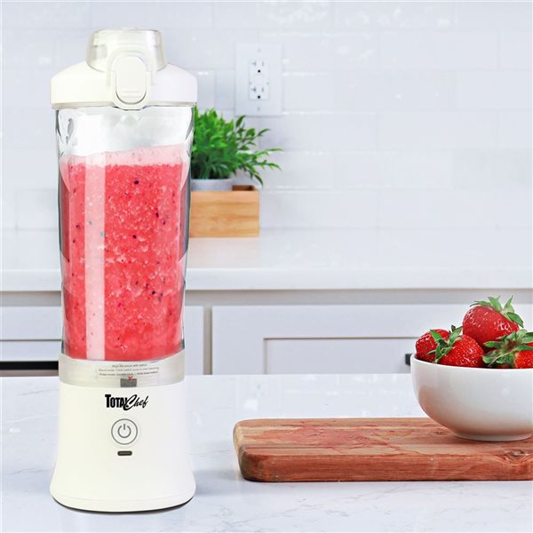 Total Chef Cordless Portable Blender 20 oz with USB Port - White