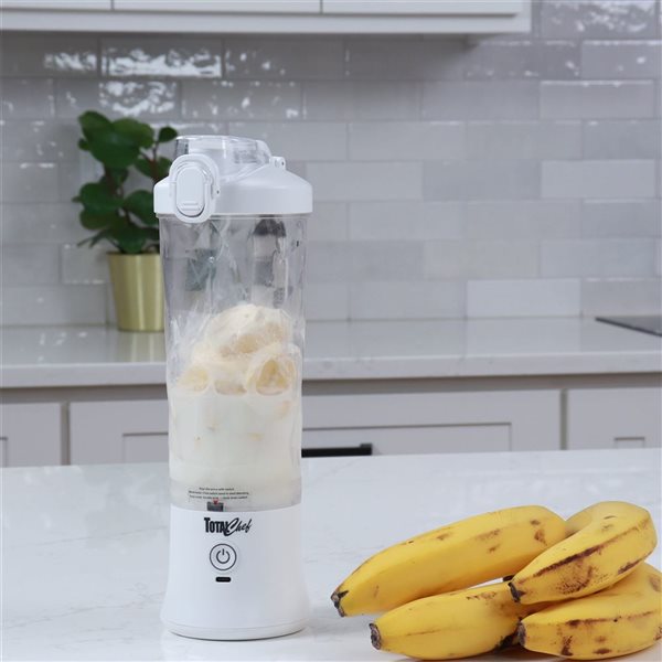 Total Chef Cordless Portable Blender 20 oz with USB Port - White