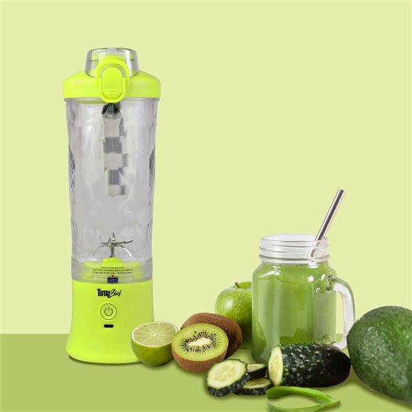 Total Chef Cordless Portable Blender 20 oz with USB Port - Neon Green