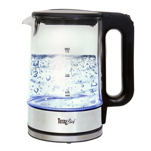 Total Chef 1.7 L Cordless Electric Glass Kettle with LED Light - Black