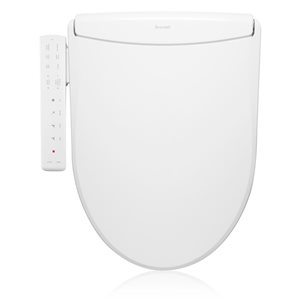 Siège de toilette allongé de luxe avec bidet et commande latérale électrique Brondell Swash Thinline T22 , blanc