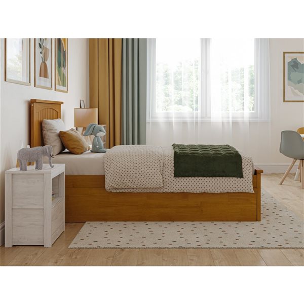 AFI Nantucket Light Toffee Solid Wood Twin-Size Platform Bed w/ Matching Footboard and Twin Trundle